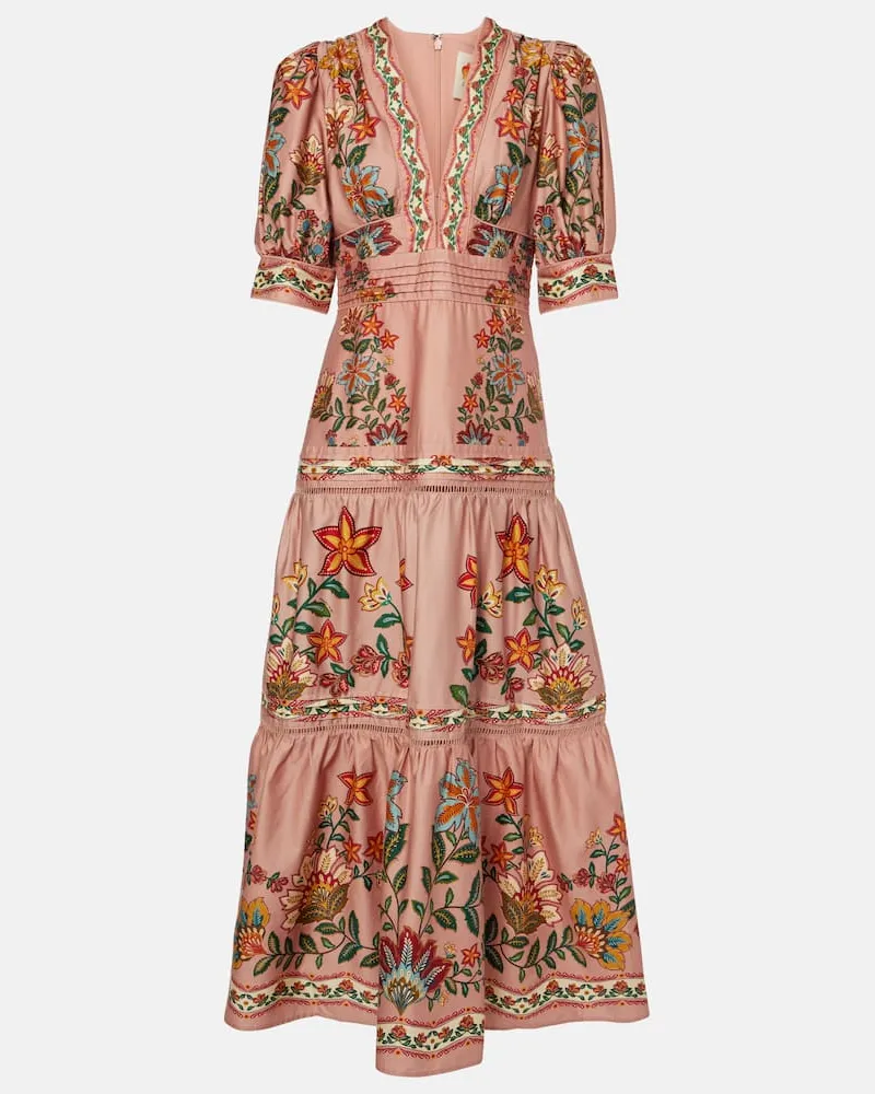 FARM Rio Bedrucktes Maxikleid aus Baumwolle Pink