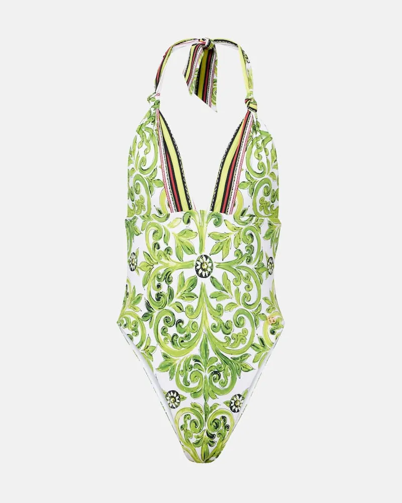 Dolce & Gabbana Bedruckter Badeanzug Grün