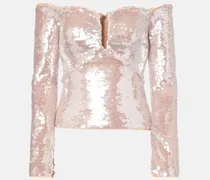 Off-Shoulder-Top mit Pailletten