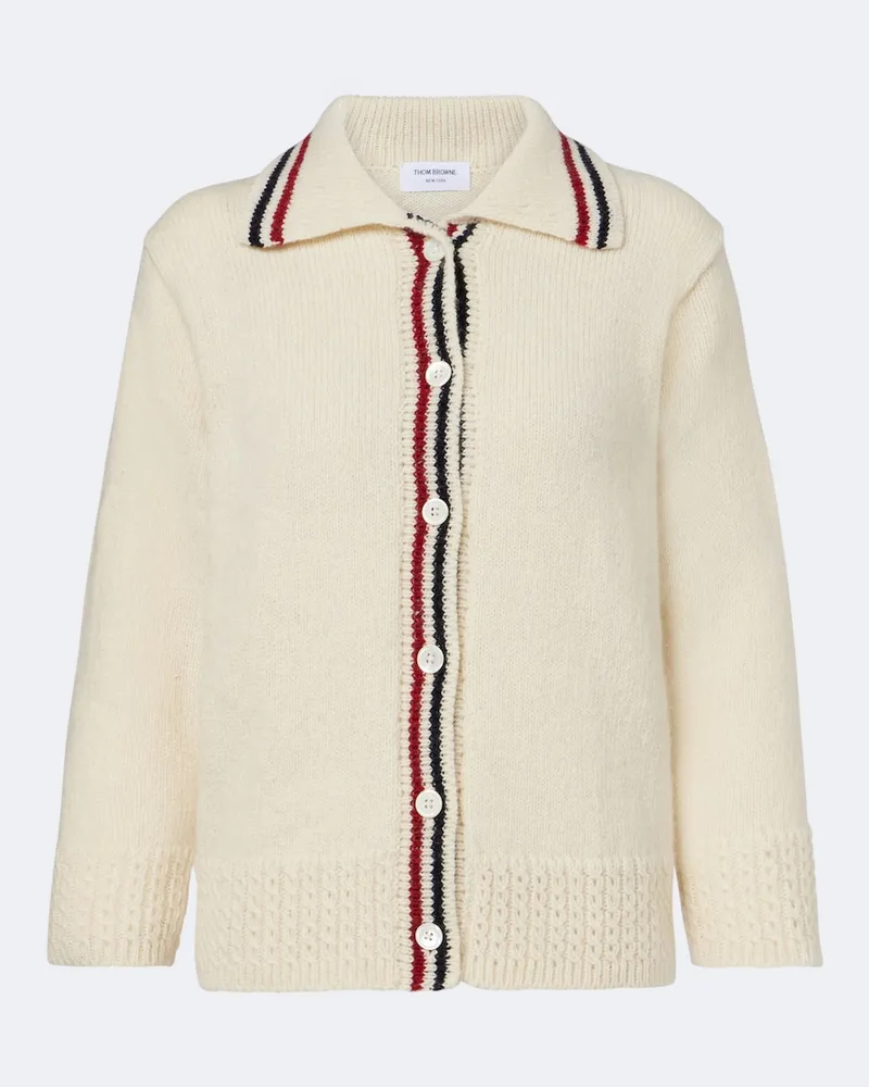 Thom Browne Cardigan aus einem Woll- und Mohairgemisch Weiß