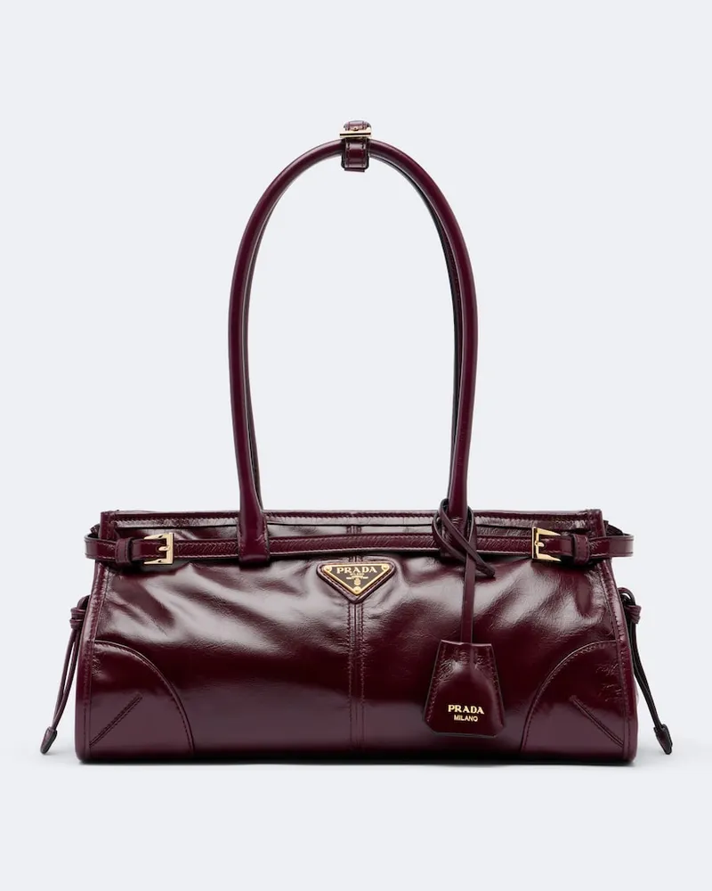 Prada Schultertasche Prada Bonnie Medium aus Leder Burgunderrot