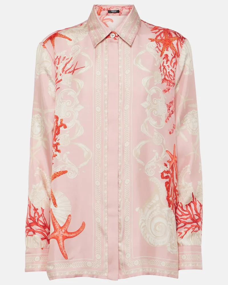 Versace Hemd Barocco Sea aus Seiden-Twill Rosa