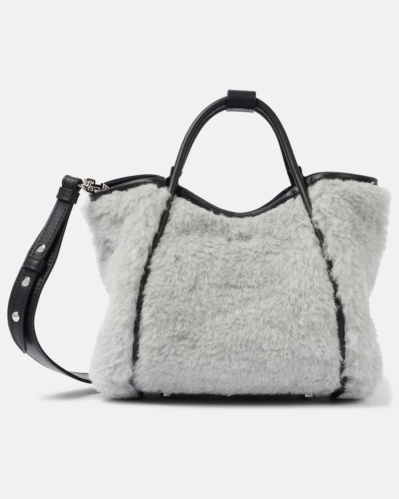 Max Mara Tote Marine Small aus Teddyfleece Grau