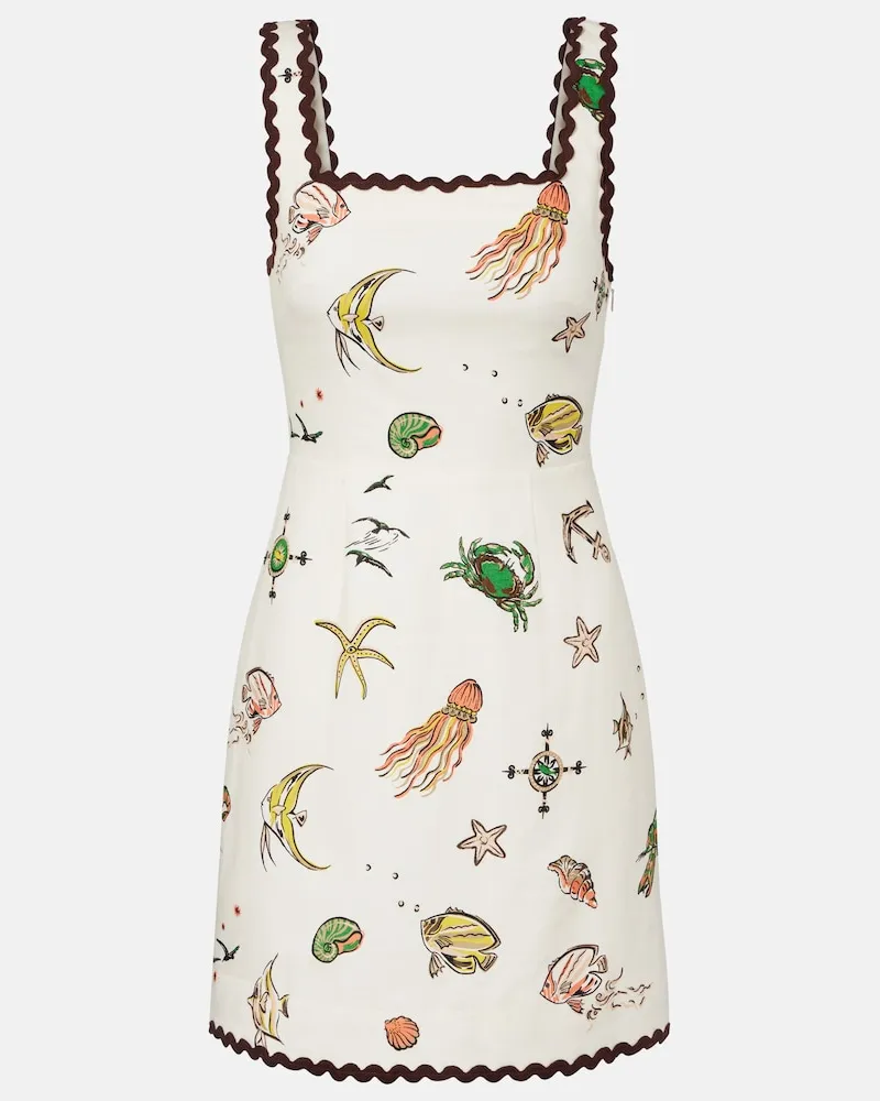 ALEMAIS Alémais Bedrucktes Minikleid aus Baumwolle Weiß