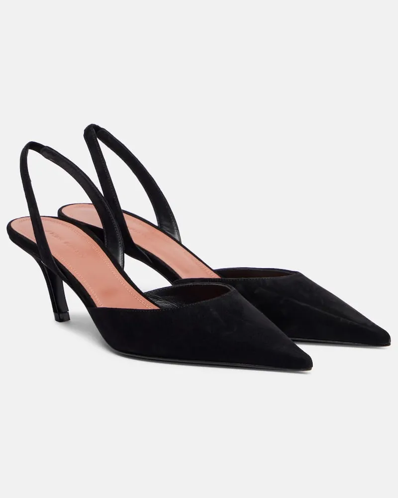 Amina Muaddi Slingback-Pumps Sofia 60 aus Veloursleder Schwarz