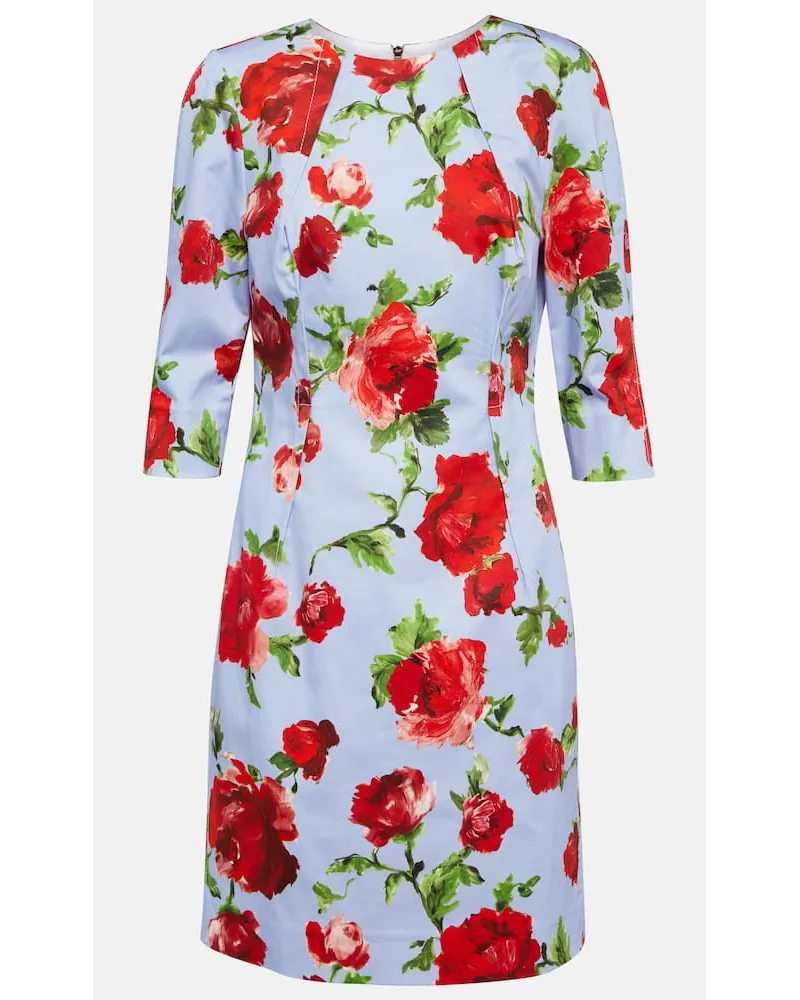Carolina Herrera New York Minikleid aus einem Baumwollgemisch Blau