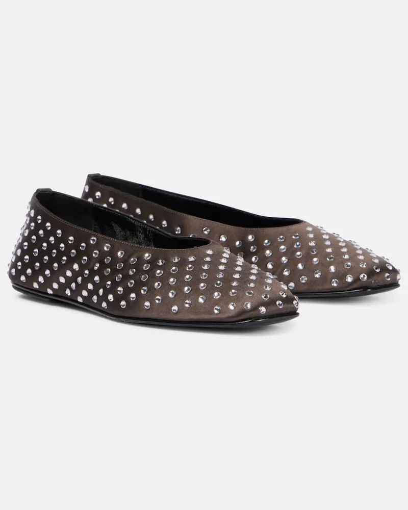 Magda Butrym Ballerinas aus Satin mit Kristallen Braun