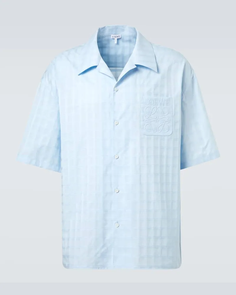 Loewe Hemd aus Baumwoll-Jacquard Blau