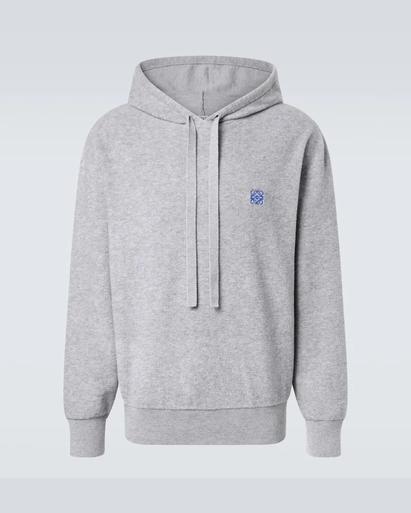 Loewe Hoodie Anagram aus Wolle Grau