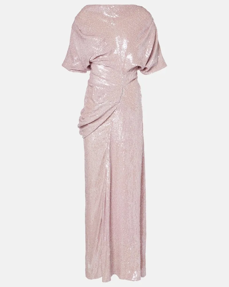 Dries van Noten Robe mit Pailletten Rosa
