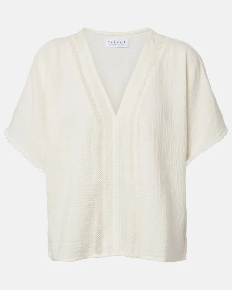 Velvet Top Verna aus Baumwoll-Gaze Weiß