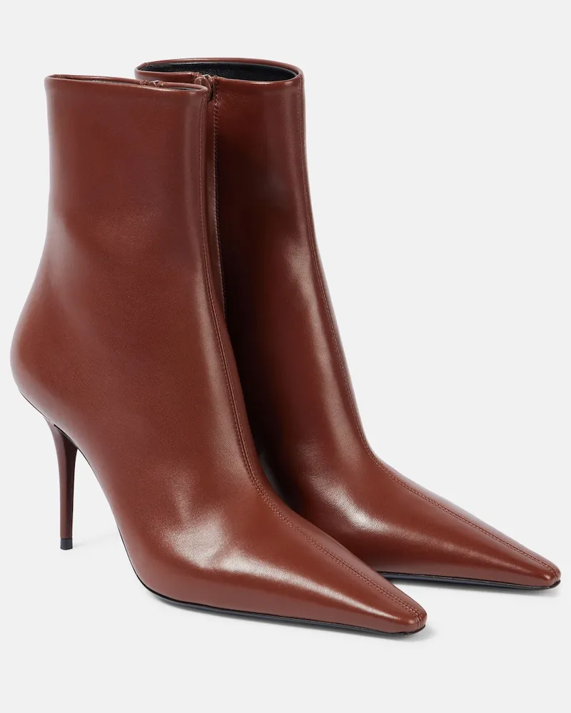 Saint Laurent Ankle Boots Ashley 90 aus Leder Braun