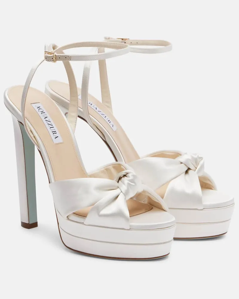 Aquazzura Bridal Plateausandalen Cupid 130 aus Seidensatin Weiß