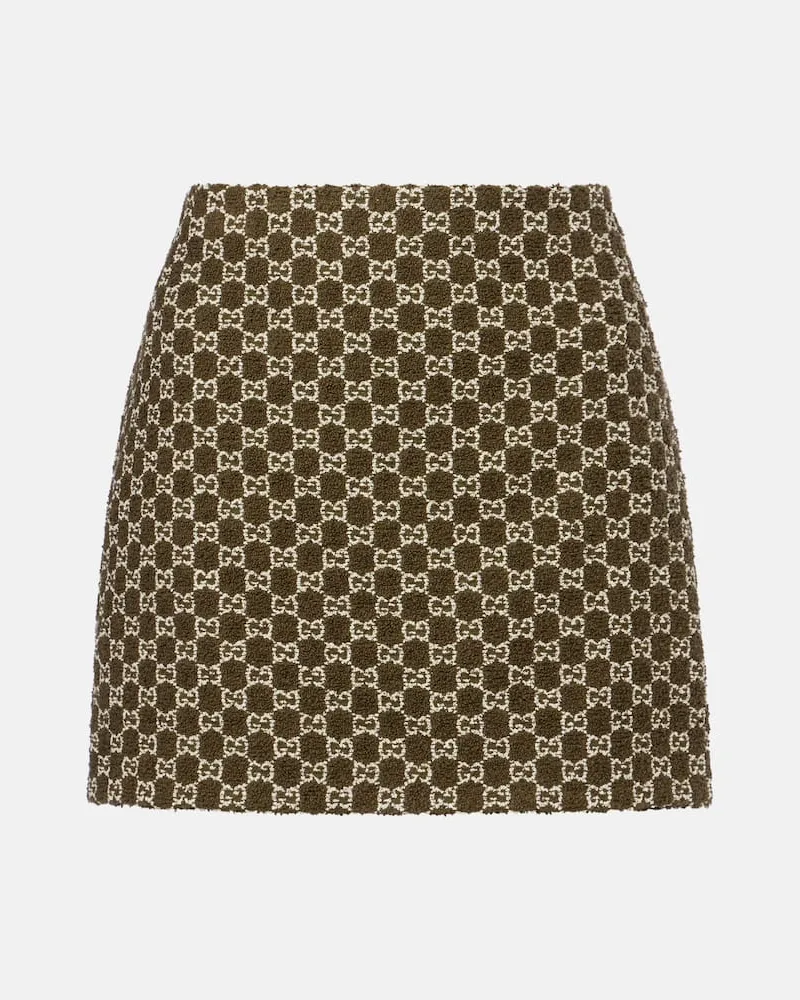 Gucci Minirock GG aus Bouclé Grün