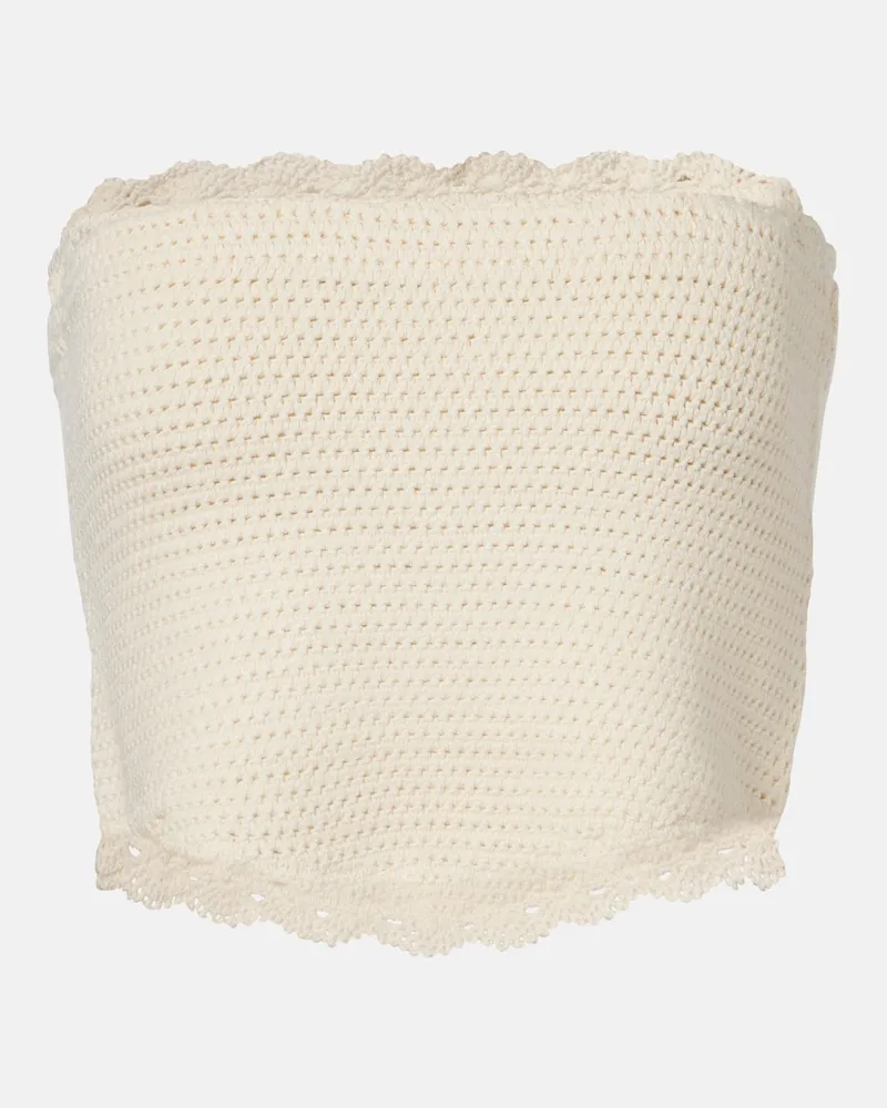 Posse Cropped-Top Dylan aus Häkelstrick Weiß