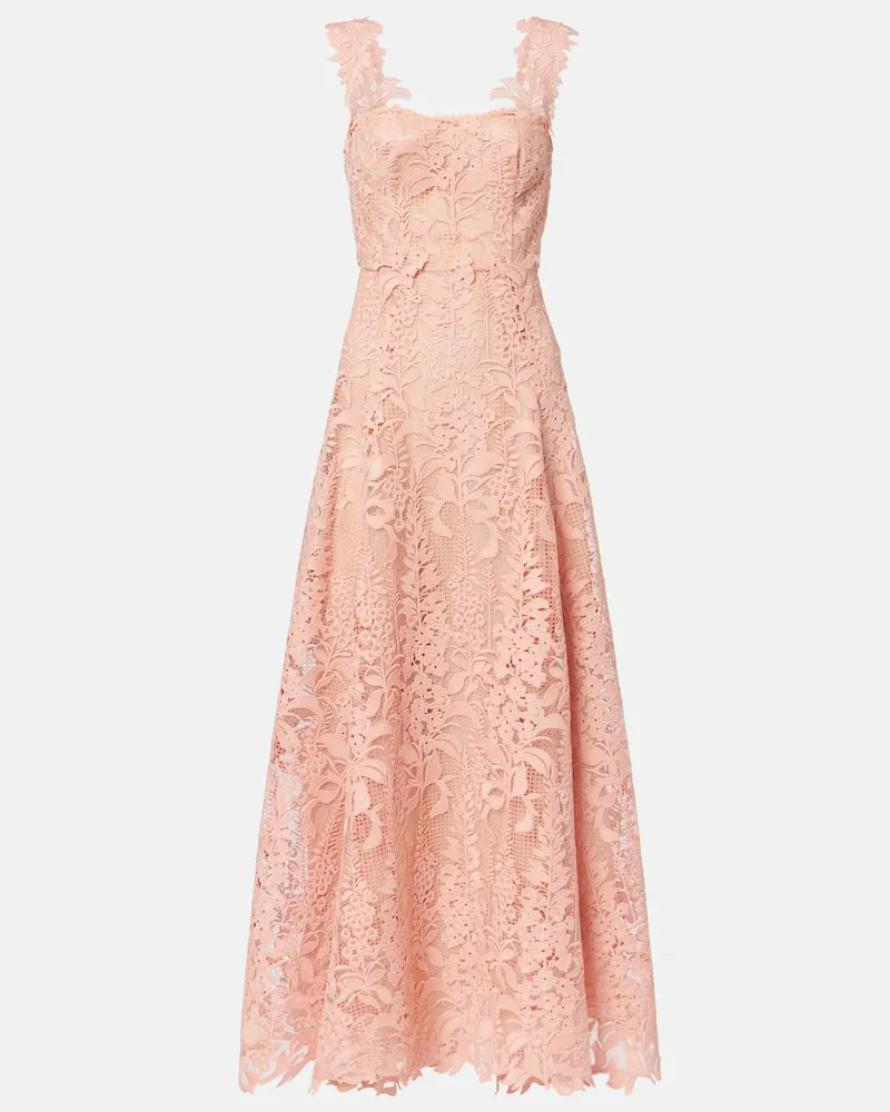 Oscar de la Renta Cocktailkleid aus Guipure-Spitze Rosa