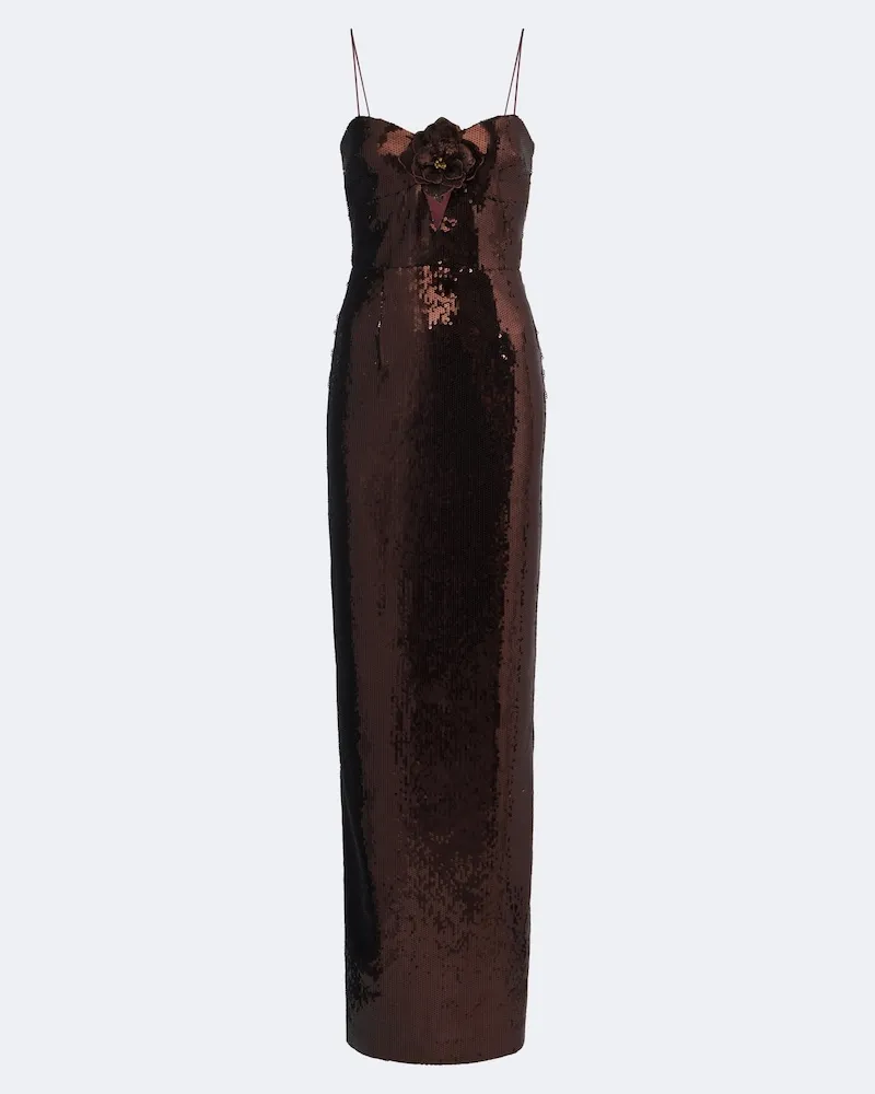 Rebecca Vallance Robe Cece mit Pailletten Braun