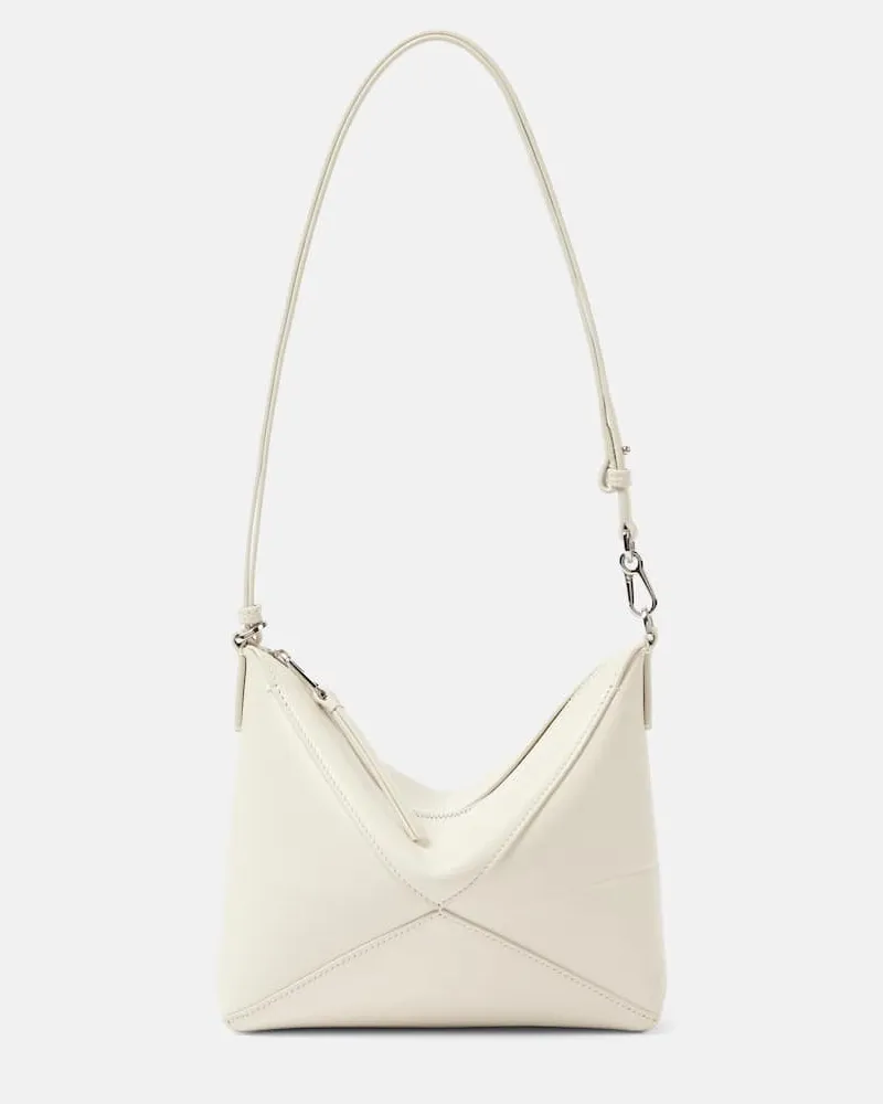 Loewe Schultertasche Puzzle Fold aus Leder Weiß
