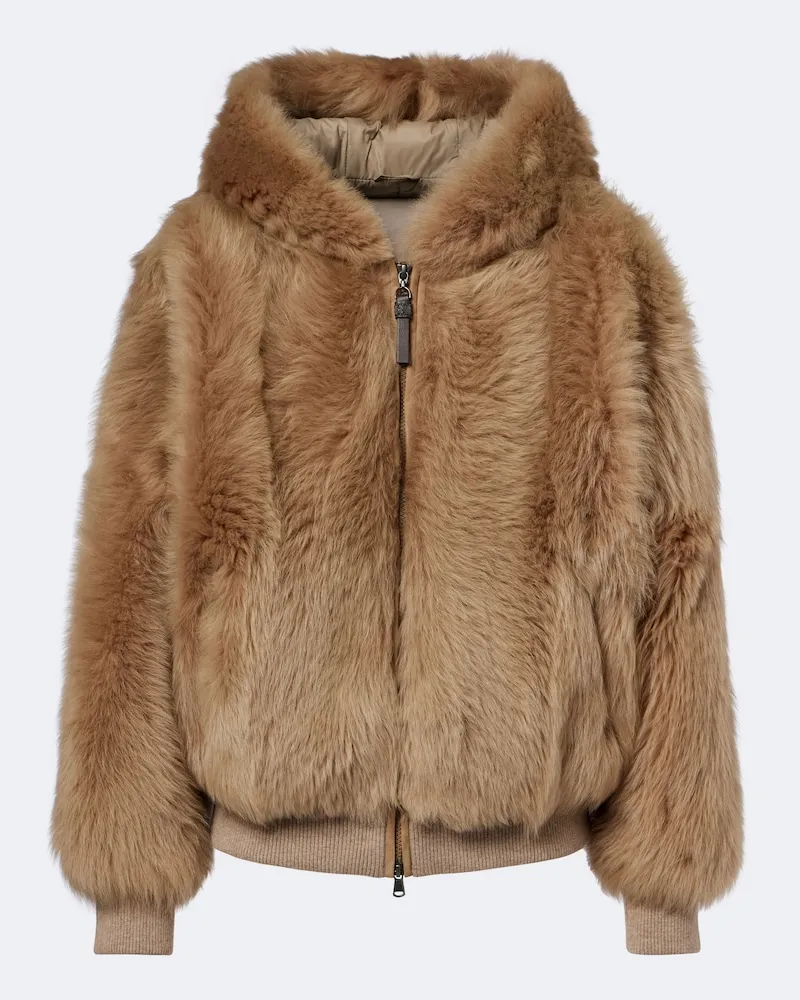 Brunello Cucinelli Jacke Monili aus Shearling Braun