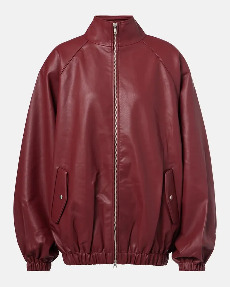 FRANKIE Shop Oversize-Bomberjacke Senta aus Lederimitat Burgund