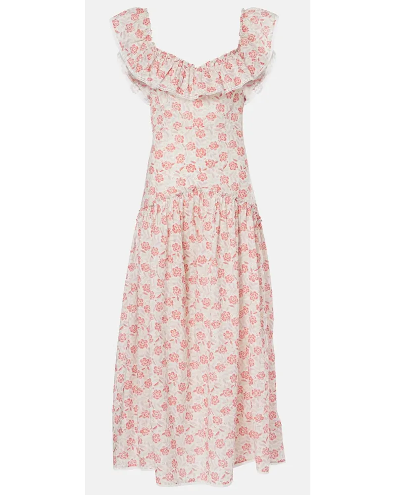 RIXO Midikleid Eugene aus Baumwolle Rot