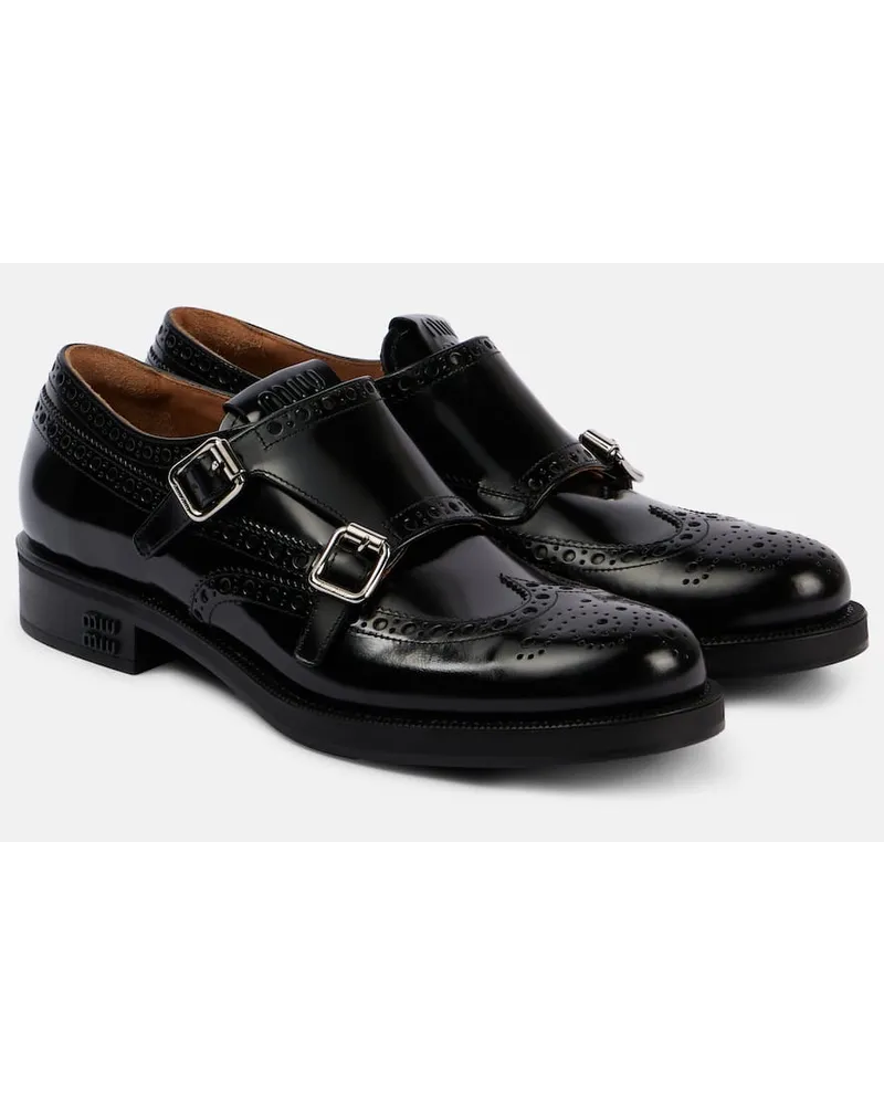 Miu Miu X Church's Monkstrap-Schuhe aus Leder Schwarz