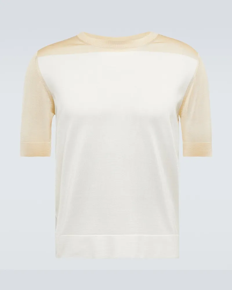 Jil Sander Oversize-T-Shirt aus Seide Weiß