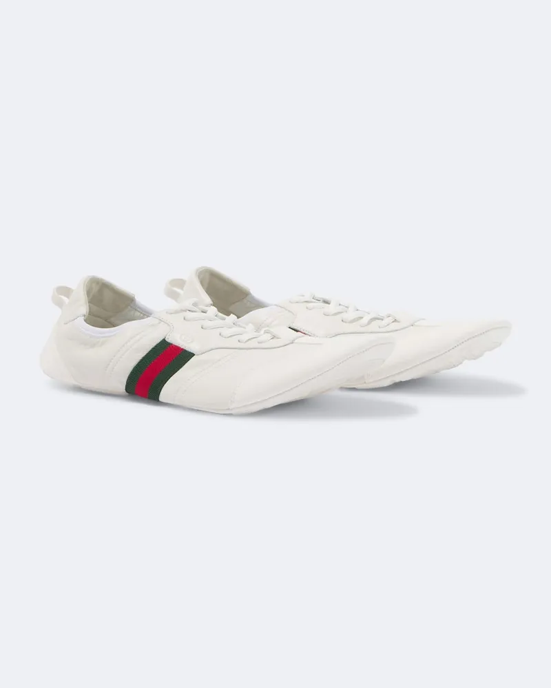 Gucci Sneakers Flex aus Leder und Veloursleder Weiß