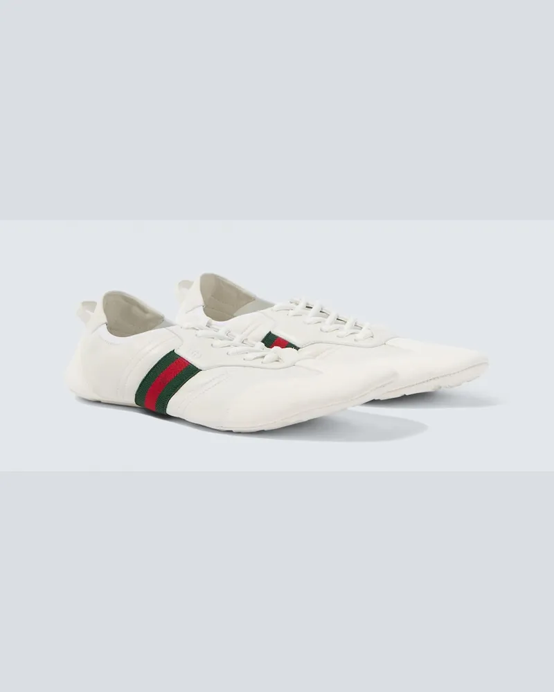 Gucci Sneakers Flex aus Leder und Veloursleder Weiß