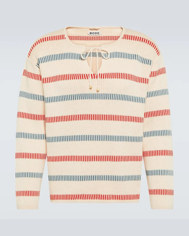 BODE Pullover Bay Stripe aus Baumwolle Nude