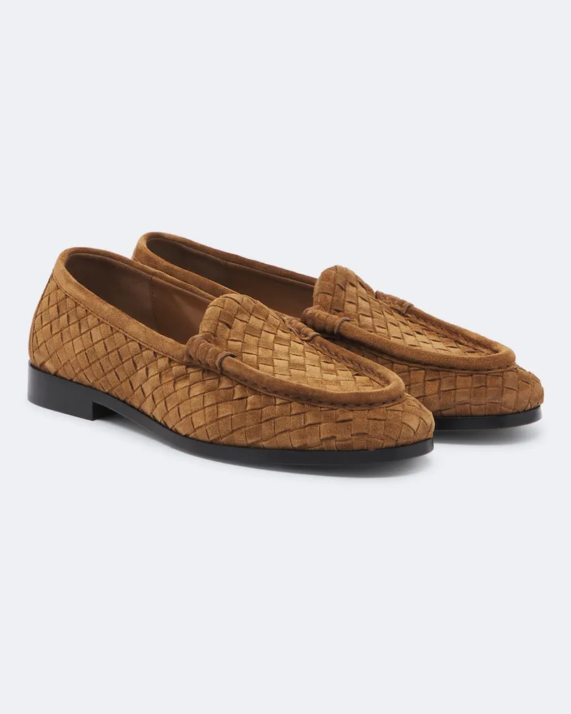 Bottega Veneta Loafers Silenzio aus Veloursleder Braun