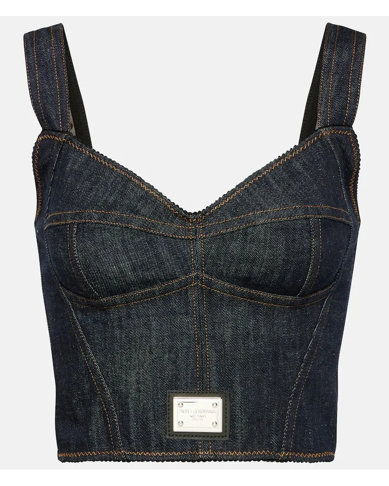 Dolce & Gabbana Bustier-Top aus Denim Blau