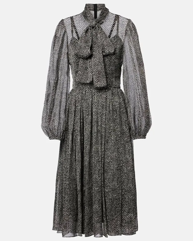 Dolce & Gabbana Midikleid aus einem Seidengemisch Schwarz