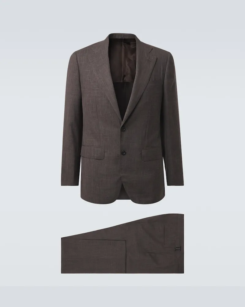 Thom Sweeney Anzug aus Wolle, Seide und Leinen Braun