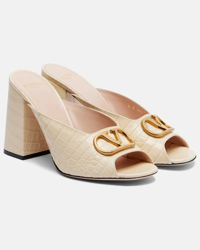 Valentino Garavani Pantoletten VLogo aus Leder Weiß