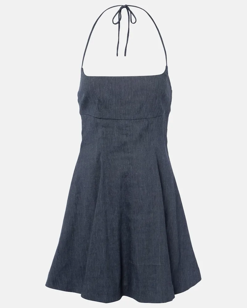 STAUD Minikleid Leone aus einem Leinengemisch Blau