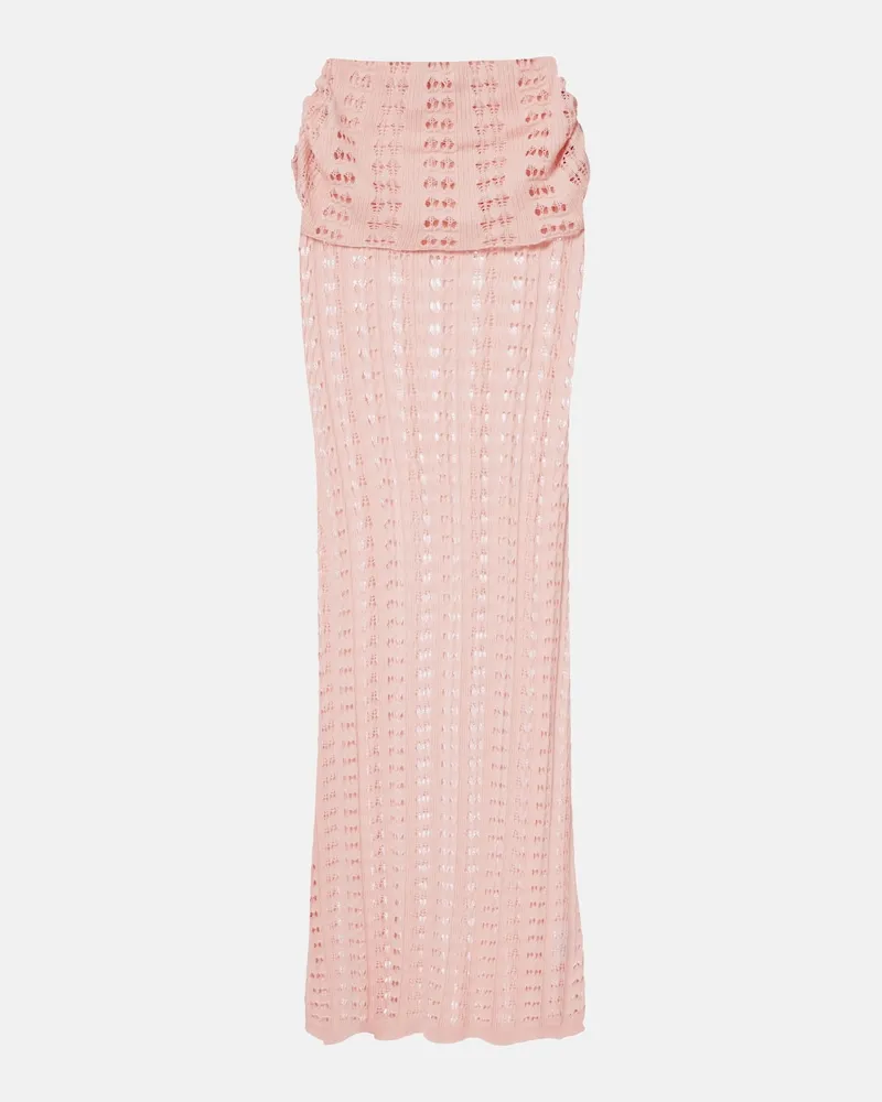 Aya Muse Maxirock aus Pointelle-Strick Rosa