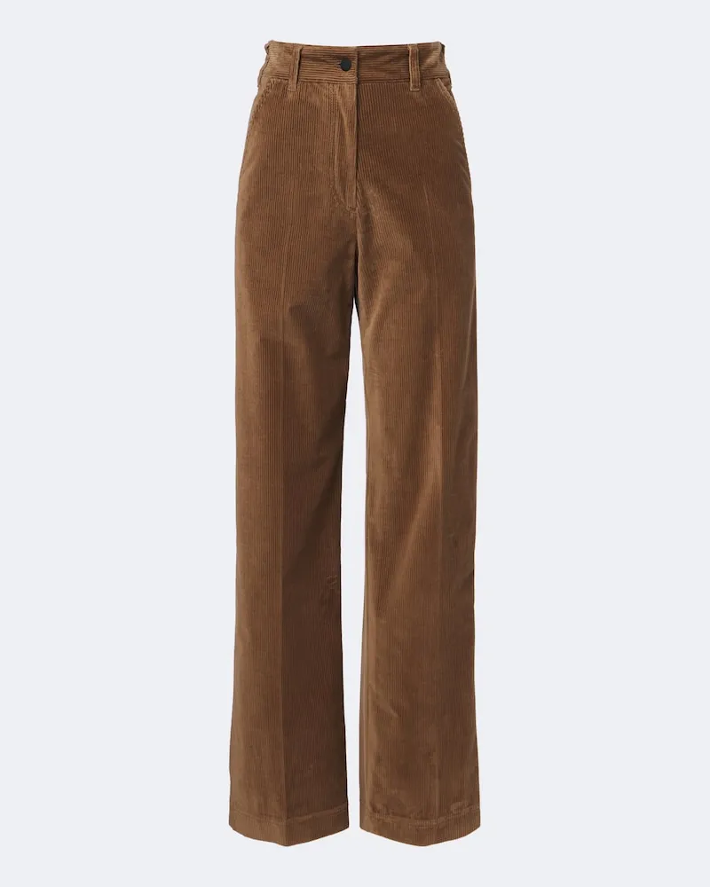Moncler Weite Hose aus Baumwollcord Braun