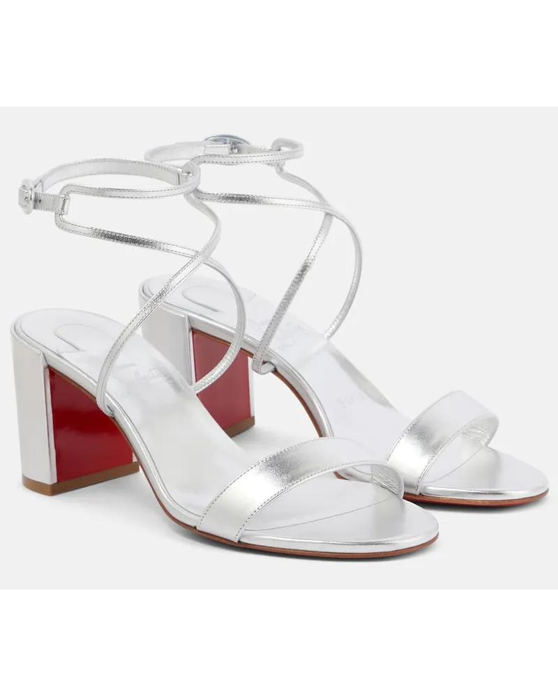 Christian Louboutin Sandalen Choca Girl 70 aus Metallic-Leder Silber