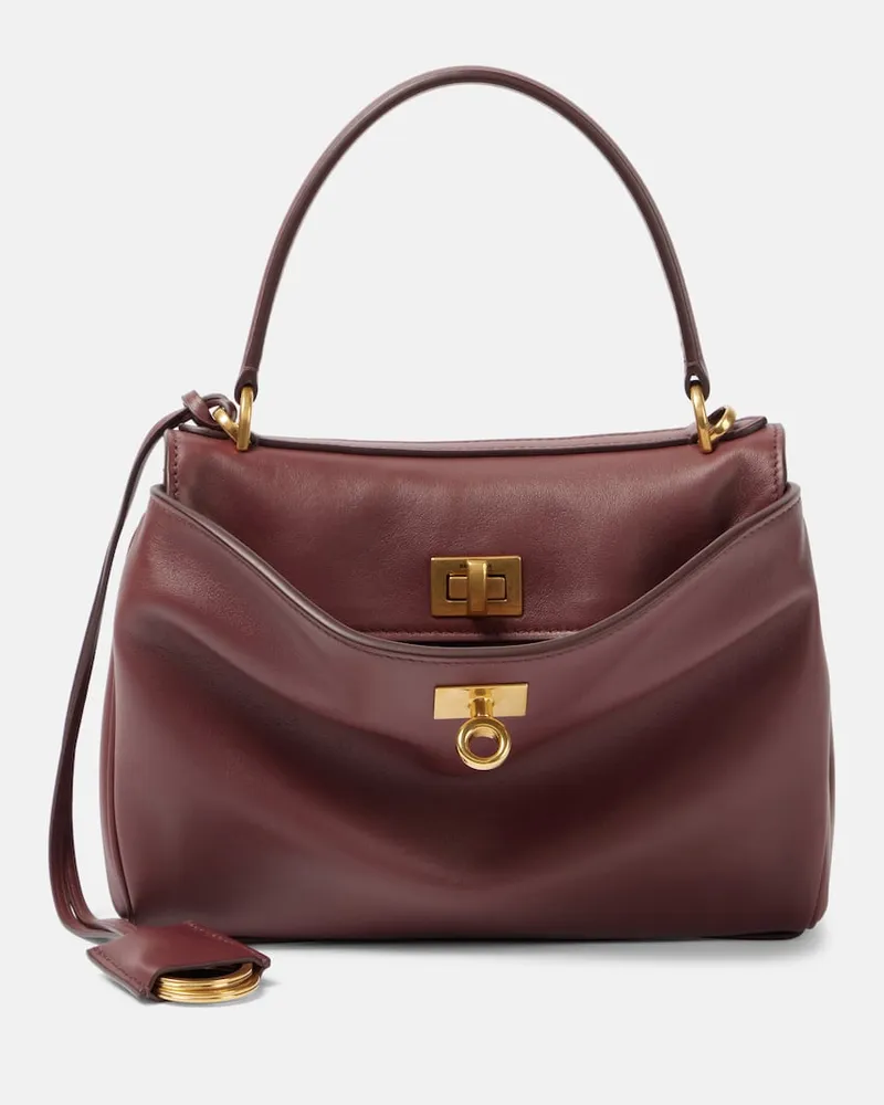 Balenciaga Tote Bag Rodeo Mini aus Leder Burgunderrot