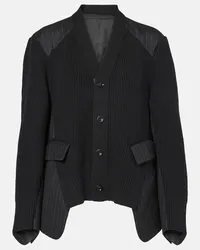 Sacai Cardigan aus Rippstrick Schwarz