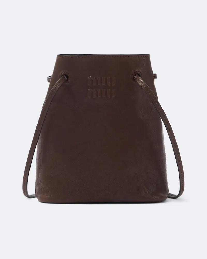 Miu Miu Schultertasche Mini aus Leder Braun