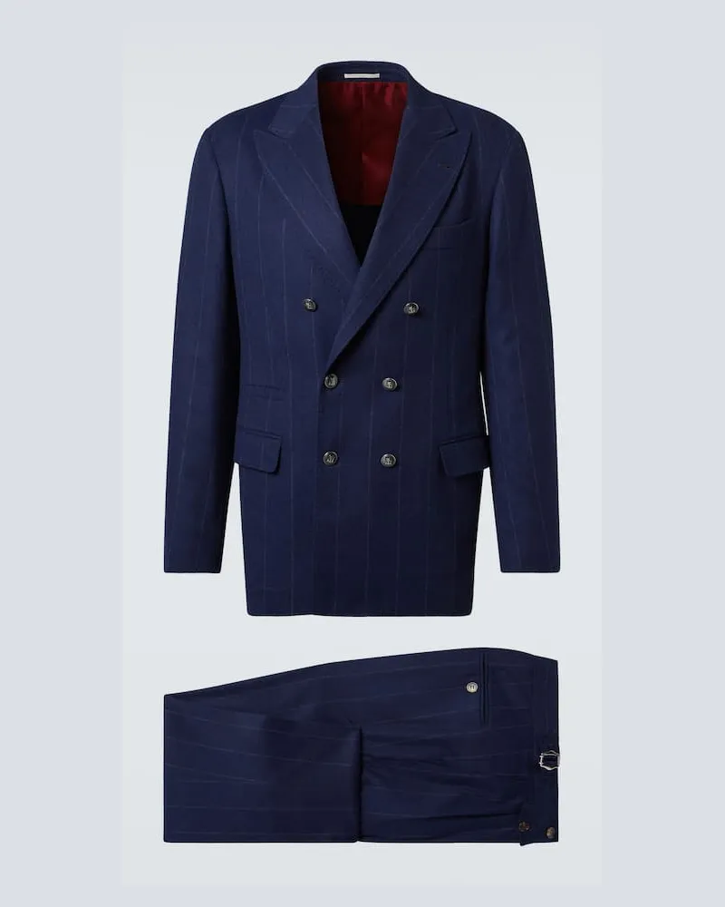 Brunello Cucinelli Anzug aus Wolle und Kaschmir Blau