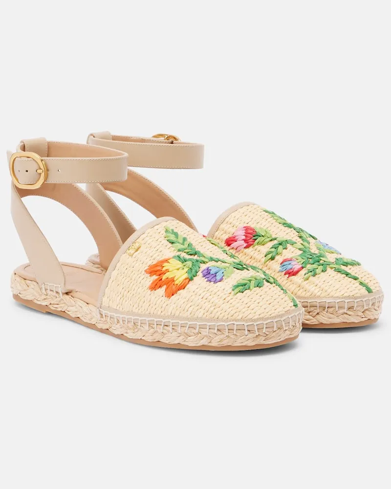 Valentino Garavani Espadrilles Bribri aus Raffiabast Beige