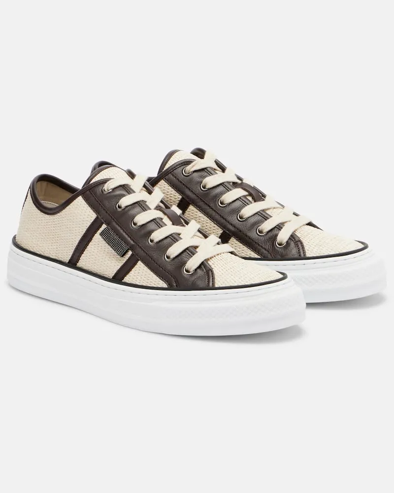 Brunello Cucinelli Sneakers mit Leder Beige