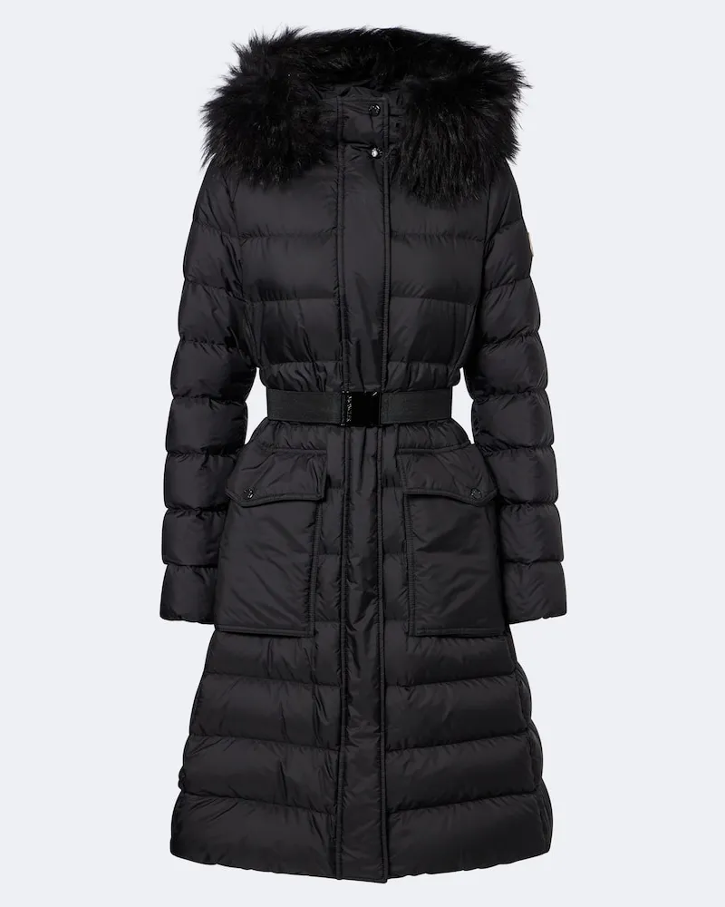 Moncler Daunenmantel mit Shearling Schwarz