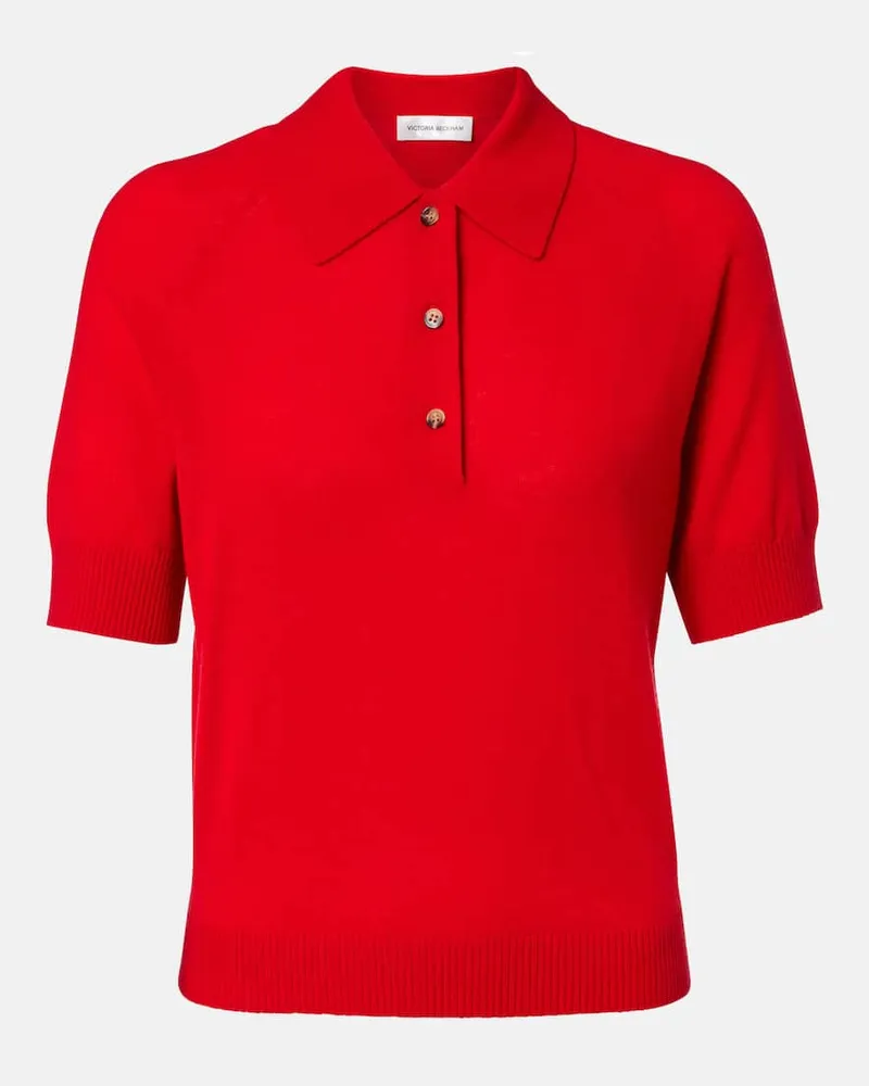 Victoria Beckham Poloshirt aus Wolle Rot