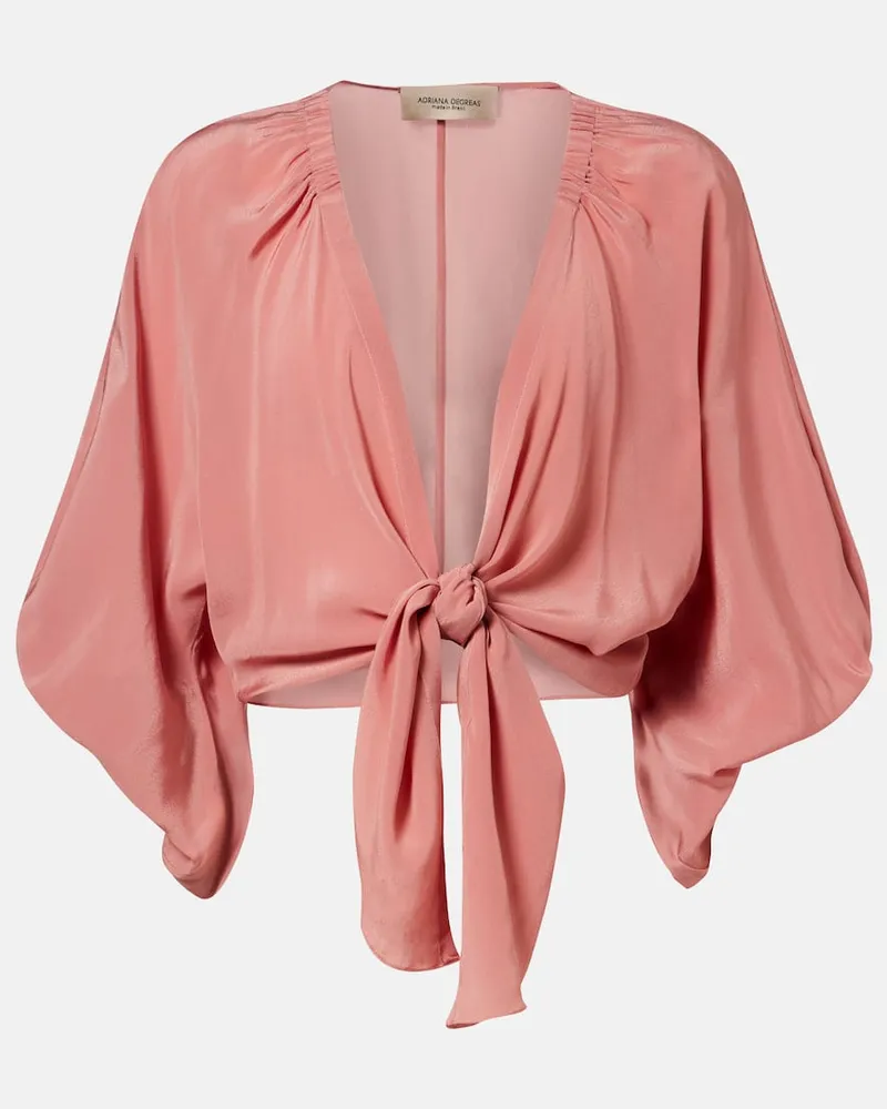 Adriana Degreas Cropped-Top Solid Front mit Raffungen Pink