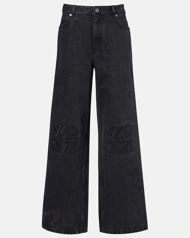 Loewe Wide-Leg Jeans Anagram Schwarz