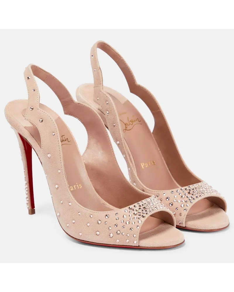 Christian Louboutin Nudes Slingback-Sandalen Degrachick aus Veloursleder Beige